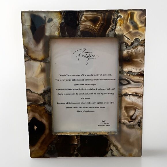 Portofino Home Agate Gemstone Photo Frame 5x7 Decorative - Picture 1 of 9